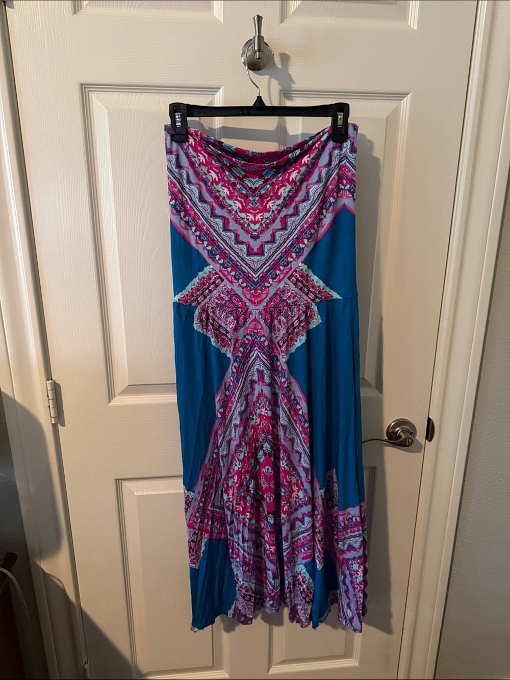 INC International Concepts Teal Maxi Skirt with Pink & Purple Aztec Print